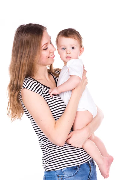 Bebê bonito e mãe jogando — Fotografia de Stock