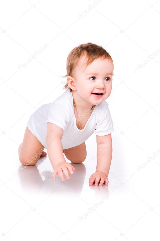 Cute little baby crawling