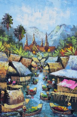 orijinal yağlı boya üzerine yağlıboya - Yalı hayat 