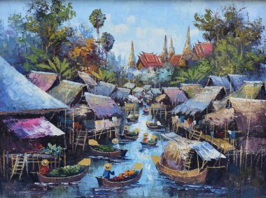 orijinal yağlı boya üzerine yağlıboya - Yalı hayat