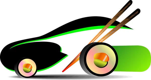 Логотип доставки экспресс суши — стоковое фото