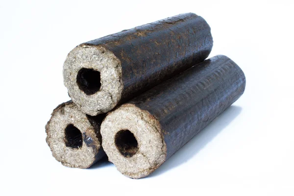 Biomass compressed briquettes — Stock Photo, Image