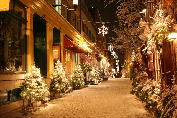 Weihnachtsnacht in Quebec City lizenzfreie Stockbilder