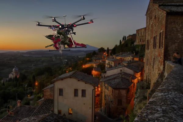 Flowers delivery Drone 2 — Stock Photo, Image