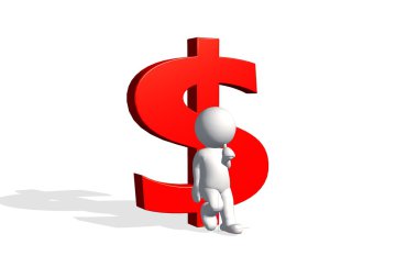 3D kırmızı Doları adamla
