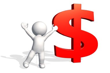 3D kırmızı Doları adamla