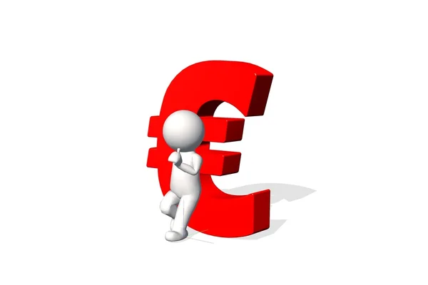 3D man med röd euro — Stockfoto