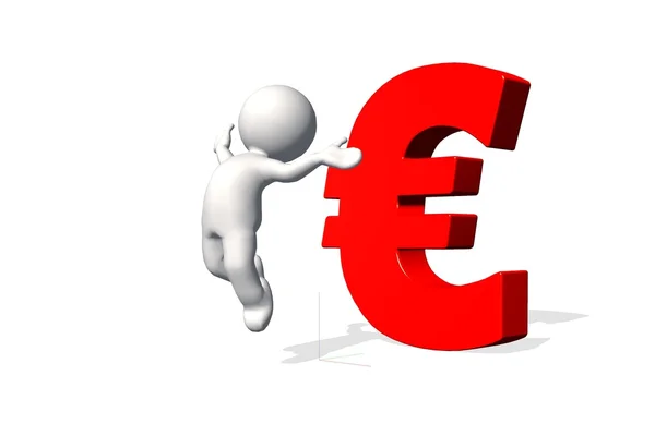 3d Mann mit rotem Euro — Stockfoto