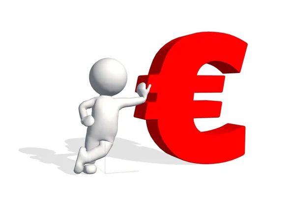 3d Mann mit rotem Euro — Stockfoto