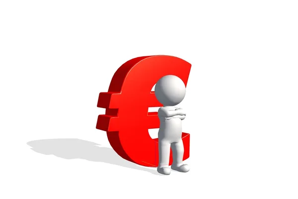 3D man med röd euro — Stockfoto