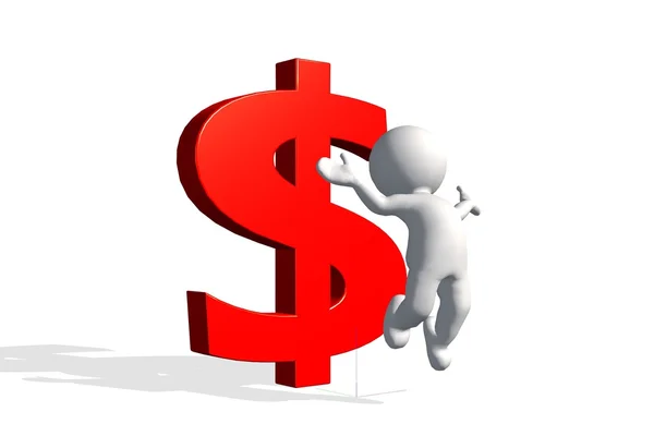 3D kırmızı Doları adamla 