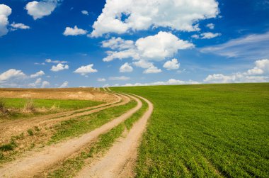 toprak yol ve yeşil alan