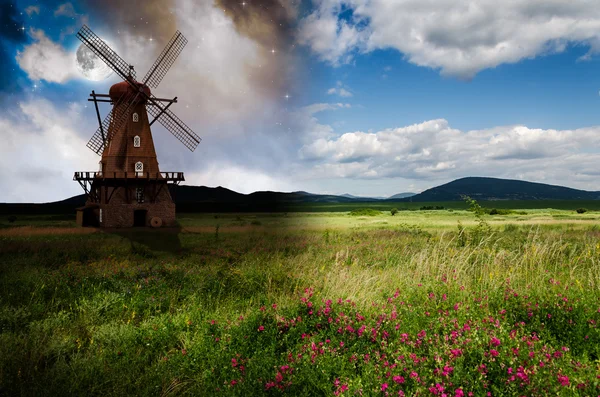 Day and Night  landscape — Stock Photo, Image