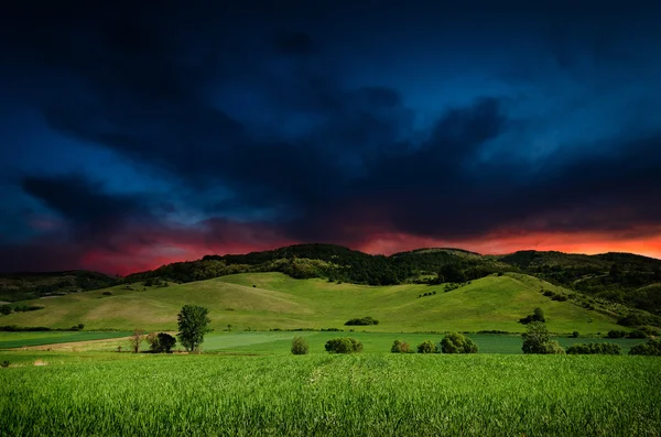 Natten landskap bakgrund — Stockfoto