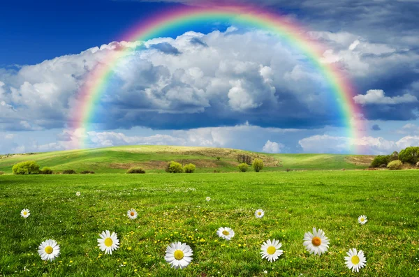 Rainbow and cloudy sky — Stock Photo, Image
