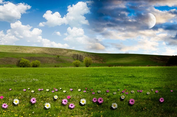 Dag en nacht achtergrond — Stockfoto