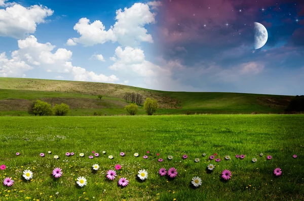 Dag en nacht achtergrond — Stockfoto