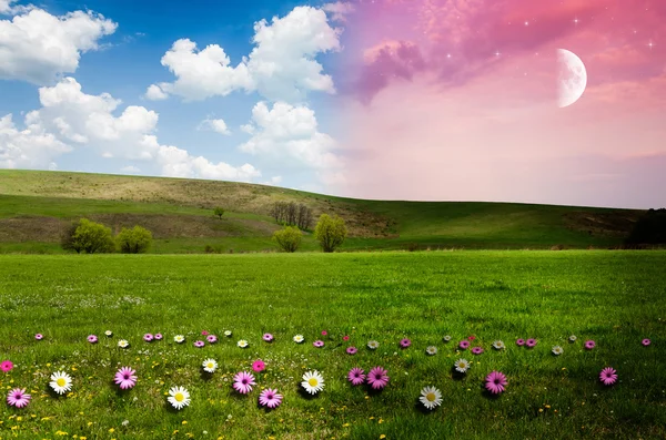 Dag en nacht achtergrond — Stockfoto