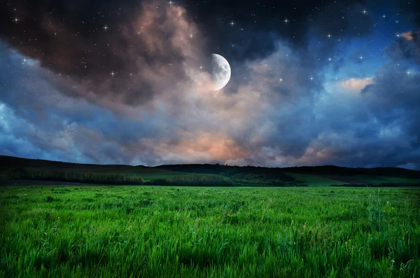 Krásná noc pole pozadí — Stock fotografie