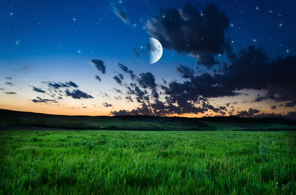 Pięknej nocy pola tło — Zdjęcie stockowe