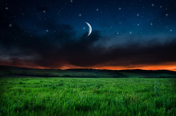 Beautiful night field background — Stock Photo, Image