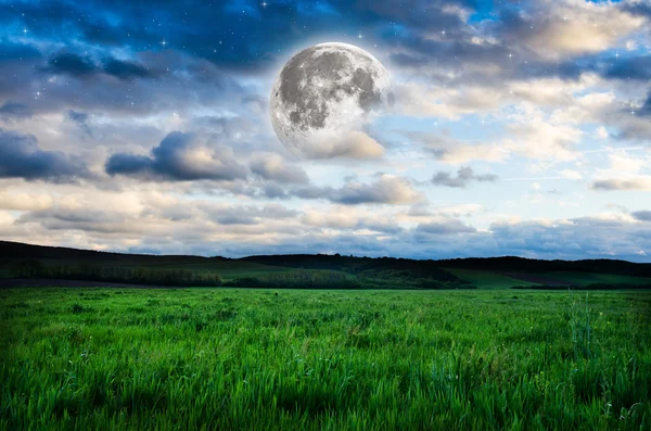 Pięknej nocy pola tło — Zdjęcie stockowe