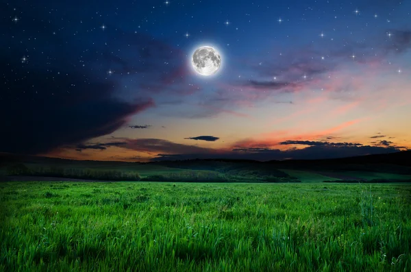 Beautiful night field background — Stock Photo, Image