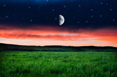 Gece gökyüzü ve alan arka plan