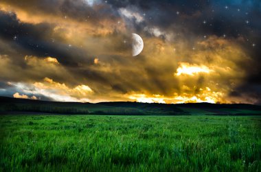 Gece gökyüzü ve alan arka plan