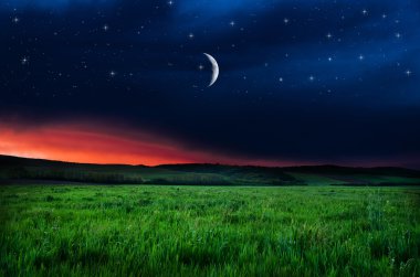 Gece gökyüzü ve alan arka plan