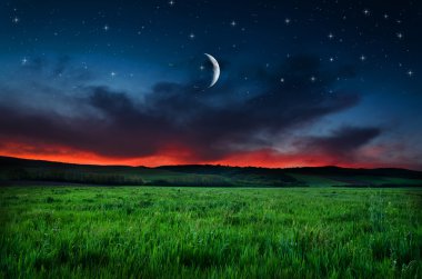 Gece gökyüzü ve alan arka plan