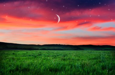 Gece gökyüzü ve alan arka plan