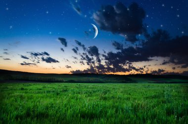 Gece gökyüzü ve alan arka plan