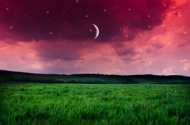 Gece gökyüzü ve alan arka plan