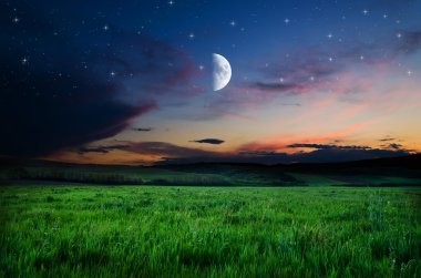 Gece gökyüzü ve alan arka plan