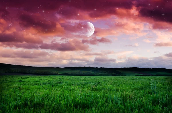 Gece gökyüzü ve alan arka plan — Stok fotoğraf