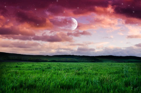 Cielo nocturno y fondo de campo —  Fotos de Stock