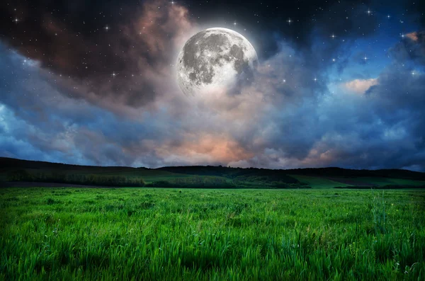 Night sky full moon background — Stock Photo, Image