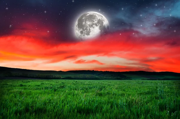 Night sky full moon background — Stock Photo, Image