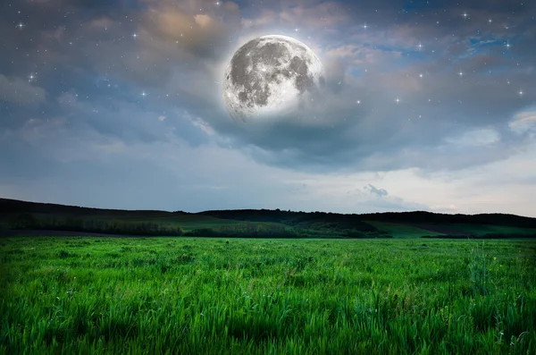 Night sky full moon background — Stock Photo, Image