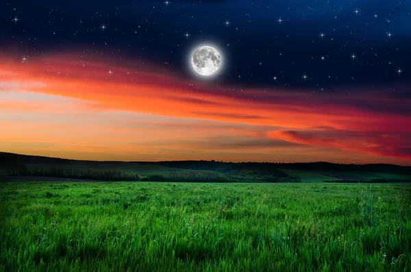 Cielo nocturno luna llena fondo — Foto de Stock