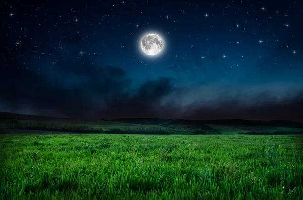 Nattehimmel fuldmåne baggrund - Stock-foto