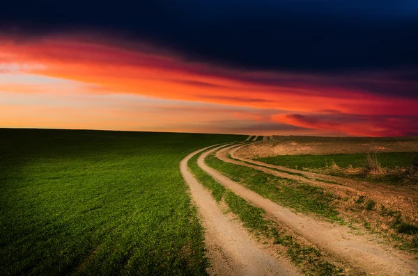 Landstraße in der Nacht — Stockfoto