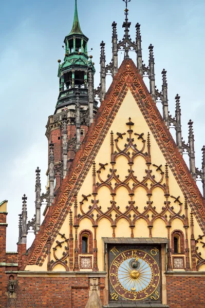 Αρχιτεκτονική από την πλατεία της αγοράς στο Wroclaw της Πολωνίας. Βρότσλαβ: είναι η ιστορική πρωτεύουσα της Σιλεσίας και Κάτω Σιλεσία — Φωτογραφία Αρχείου