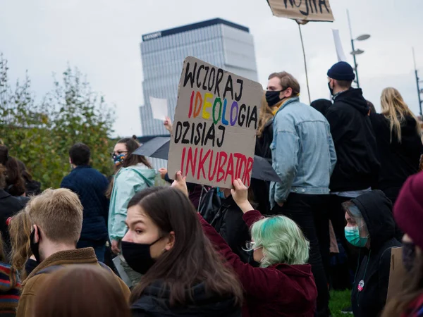 Wroclaw Polen Oktober 2020 Protest Kvinnor Polska Staden Wroclaw Eftersom — Stockfoto