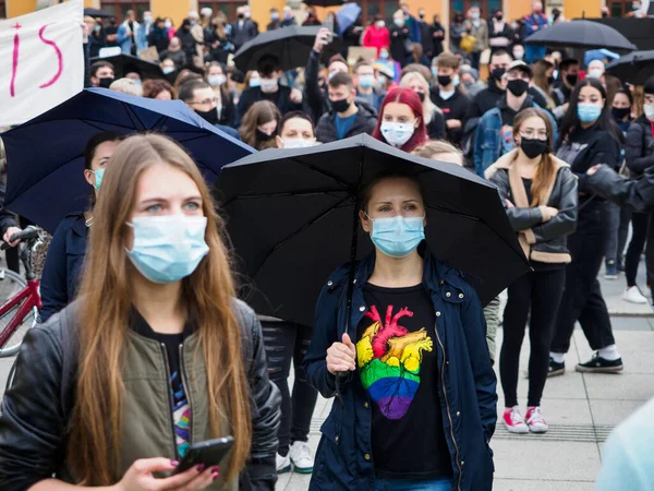 Wroclaw Poland October 2020 Protest Women Polish City Wroclaw Because — Stock Photo, Image