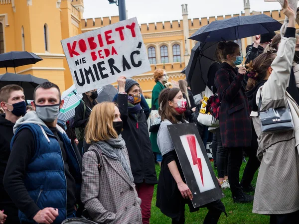 Wroclaw Polen Oktober 2020 Protest Kvinnor Polska Staden Wroclaw Eftersom — Stockfoto