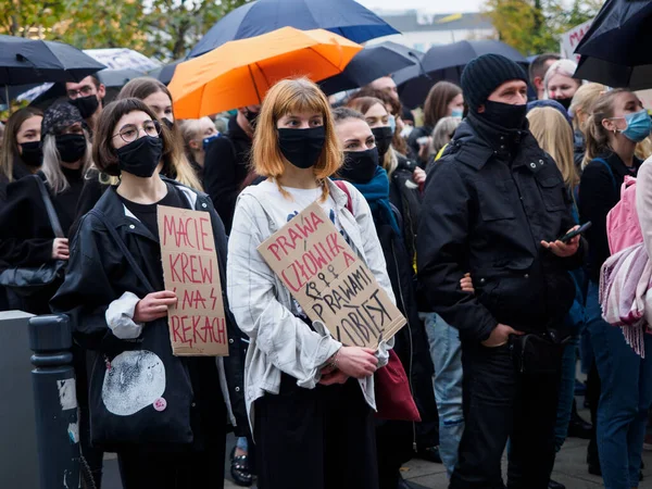 Wroclaw Polen Oktober 2020 Protest Kvinnor Polska Staden Wroclaw Eftersom — Stockfoto