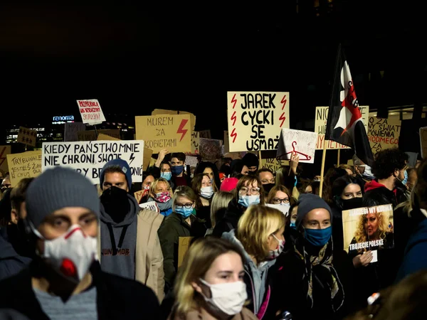 Вроцлав Польша Октября 2020 Протест Польских Женщин Протест Против Закона Лицензионные Стоковые Фото