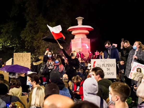 Wroclaw Polônia Outubro 2020 Protesto Das Mulheres Polonesas Protesto Contra — Fotografia de Stock